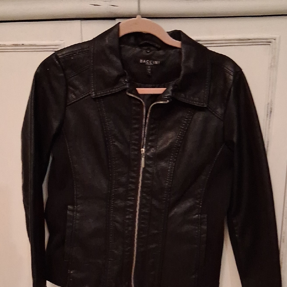 Baccini Women's Faux Black Leather Jacket